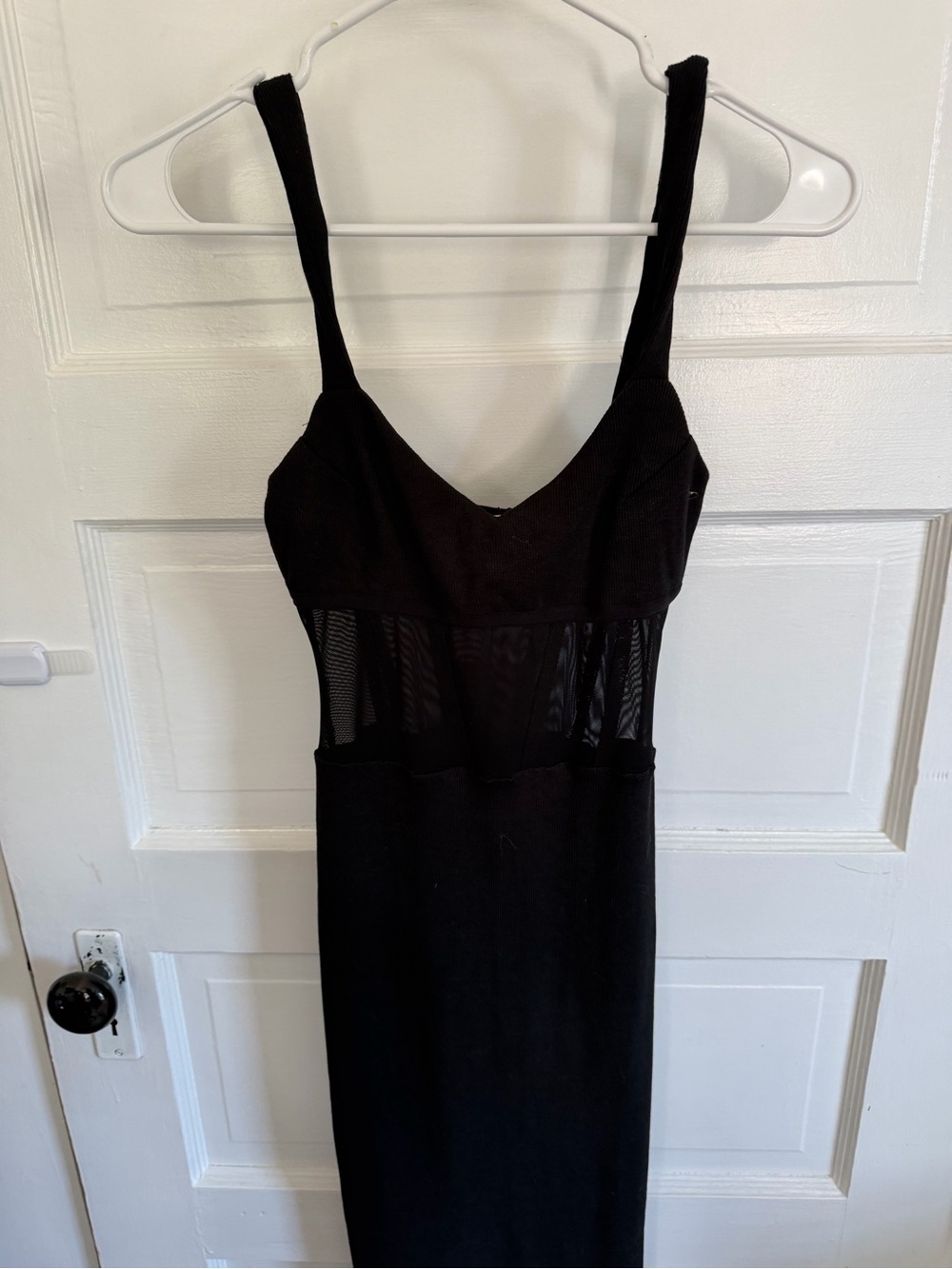 NWT Hello Molly Black Mesh-Panel Slip Dress US 2 / XS